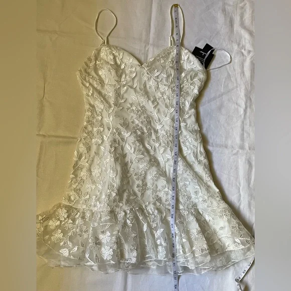 Lulu’s Ivory Floral Embroidered Ruffled Mini Cocktail Dress - Picture 13 of 13